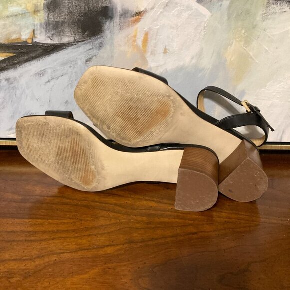 Talbots Black Kitten Heel Jewel Women Size 9 Open Toe Buckle Strap Rope Knot - Picture 11 of 11